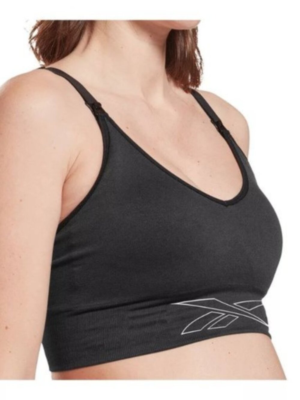 Reebok Studio Maternity Nursing Sports Bra — Black, Size Large (L)